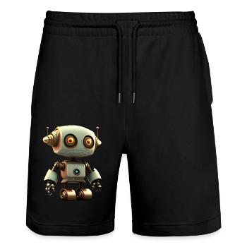 Happy Halloween niedlicher Roboter lustig gruselig - Stanley/Stella Unisex Bio Joggingshorts Trainer  - Schwarz - Vorne - Nik (191cm) & Marisol (170cm)