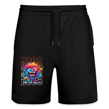 Chibi Pitch & Booo! Adorable Devil Tee! - Stanley/Stella Trainer Unisex Organic Jogging Shorts - black - Front - Nik (191cm) & Marisol (170cm)