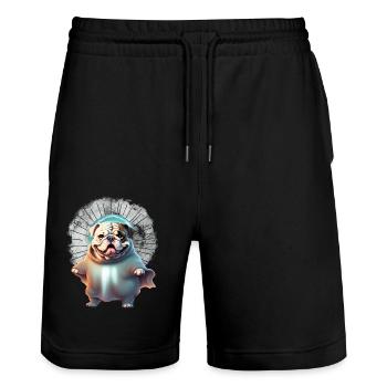 Bulldogge Halloween Hund Hunde - Stanley/Stella Unisex Bio Joggingshorts Trainer  - Schwarz - Vorne - Nik (191cm) & Marisol (170cm)