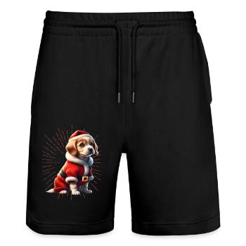 Frohe Weihnachten Hund Hunde - Stanley/Stella Unisex Bio Joggingshorts Trainer  - Schwarz - Vorne - Nik (191cm) & Marisol (170cm)