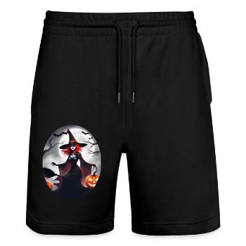Halloween - Stanley/Stella Trainer Unisex Organic Jogging Shorts - black - Front - Nik (191cm) & Marisol (170cm)