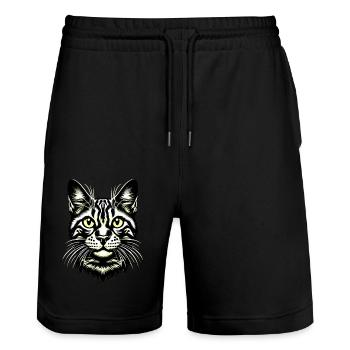 Cat FaceCat, Cat Face, Purr - Stanley/Stella Trainer Unisex Organic Jogging Shorts - black - Front - Nik (191cm) & Marisol (170cm)