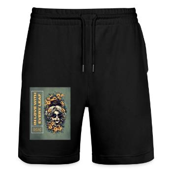 Verliebt in jedes Blatt - Stanley/Stella Unisex Bio Joggingshorts Trainer  - Schwarz - Vorne - Nik (191cm) & Marisol (170cm)