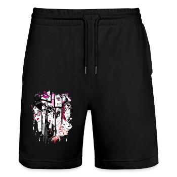 Mode Mignon Style Rétro Tendance des années 90 Drôle Vogue - Short de jogging bio TRAINER Stanley/Stella unisexe - noir - Devant - Nik (191cm) & Marisol (170cm)