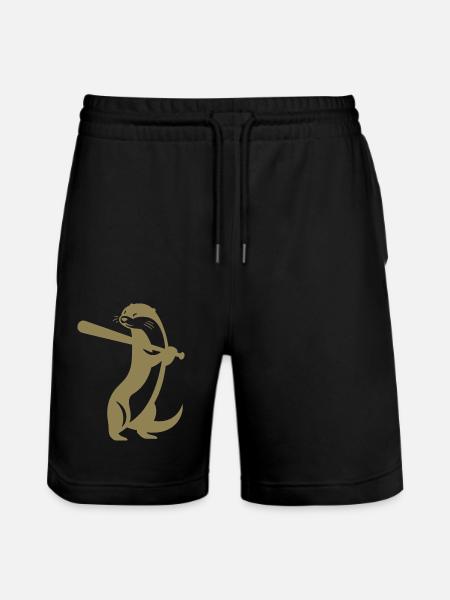 Otter Baseball Silhouette - Stanley/Stella Trainer Unisex Organic Jogging Shorts - black