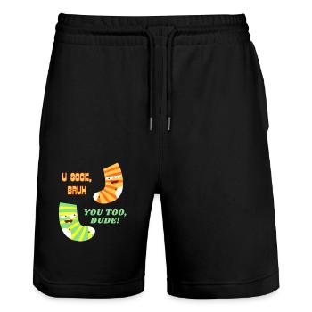 Chaussettes - Short de jogging bio TRAINER Stanley/Stella unisexe - noir - Devant - Nik (191cm) & Marisol (170cm)