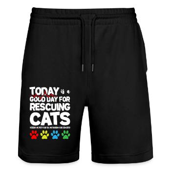 Today is a Good Day to Rescue Cats - Stanley/Stella Trainer Unisex Organic Jogging Shorts - black - Front - Nik (191cm) & Marisol (170cm)