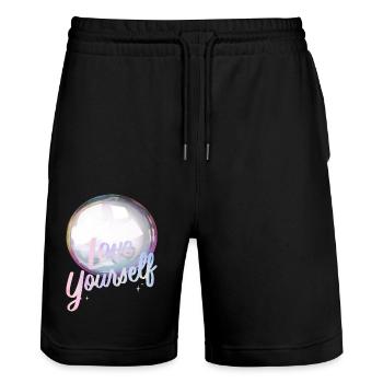 Love yourself Soap Bubble - Stanley/Stella Trainer Unisex Organic Jogging Shorts - black - Front - Nik (191cm) & Marisol (170cm)