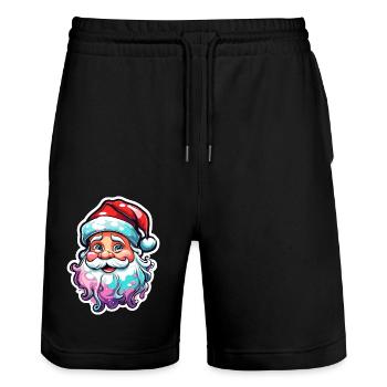Père Noël / Hiver / Réveillon de Noël / Neige - Short de jogging bio TRAINER Stanley/Stella unisexe - noir - Devant - Nik (191cm) & Marisol (170cm)