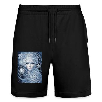 Sternenklar ist des Winters Frau - Stanley/Stella Unisex Bio Joggingshorts Trainer  - Schwarz - Vorne - Nik (191cm) & Marisol (170cm)