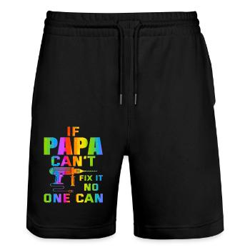 Opa, Oma, Opa, Oma, Papa, Mama, - Stanley/Stella Unisex Bio Joggingshorts Trainer  - Schwarz - Vorne - Nik (191cm) & Marisol (170cm)