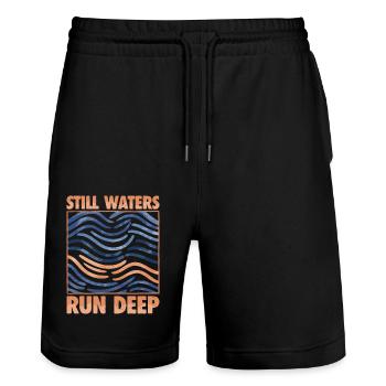 Still Waters Run Deep - Motivation et inspiration - Short de jogging bio TRAINER Stanley/Stella unisexe - noir - Devant - Nik (191cm) & Marisol (170cm)