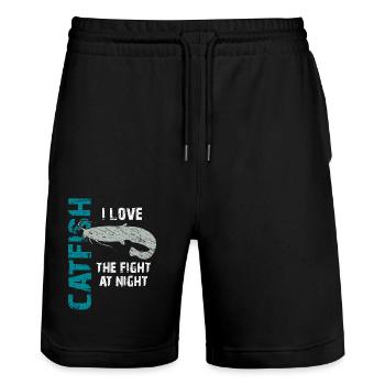 Catfish Fishing Sport Fishing Strong Fish - Stanley/Stella Trainer Unisex Organic Jogging Shorts - black - Front - Nik (191cm) & Marisol (170cm)