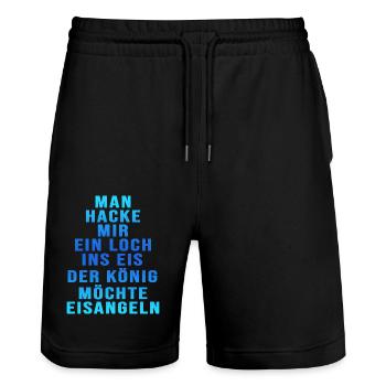 eisangeln angeln eisangler winterangeln angelkönig - Stanley/Stella Unisex Bio Joggingshorts Trainer  - Schwarz - Vorne - Nik (191cm) & Marisol (170cm)