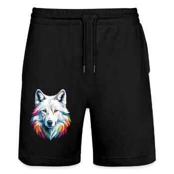 Loup blanc - Short de jogging bio TRAINER Stanley/Stella unisexe - noir - Devant - Nik (191cm) & Marisol (170cm)