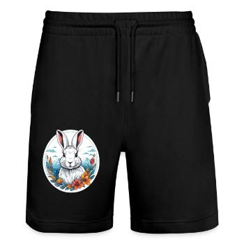 Arctic Hare - Stanley/Stella Trainer Unisex Organic Jogging Shorts - black - Front - Nik (191cm) & Marisol (170cm)