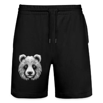 Bezaubernde Op-Art-Panda-Porträt-Leinwand - Stanley/Stella Unisex Bio Joggingshorts Trainer  - Schwarz - Vorne - Nik (191cm) & Marisol (170cm)