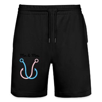 Angelhaken - Stanley/Stella Unisex Bio Joggingshorts Trainer  - Schwarz - Vorne - Nik (191cm) & Marisol (170cm)