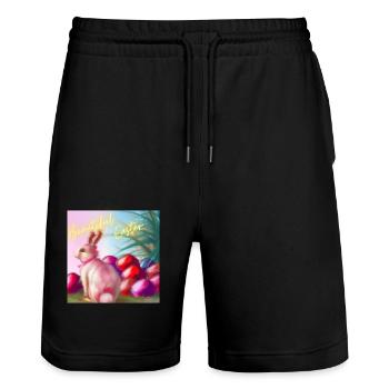 Bezaubernde Ostern - Stanley/Stella Unisex Bio Joggingshorts Trainer  - Schwarz - Vorne - Nik (191cm) & Marisol (170cm)