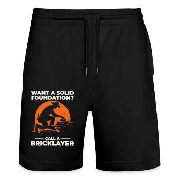 Bricklayer Brick Mason Masonry Brickwork Builder - Stanley/Stella Trainer Unisex Organic Jogging Shorts - black - Front - Nik (191cm) & Marisol (170cm)