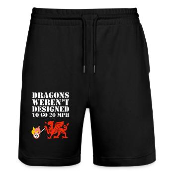Anti Wales speed limit - no to 20! - Stanley/Stella Trainer Unisex Organic Jogging Shorts - black - Front - Nik (191cm) & Marisol (170cm)