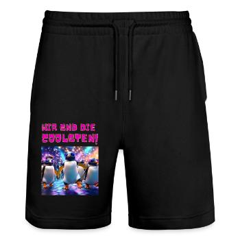 Die Coolsten! - Stanley/Stella Unisex Bio Joggingshorts Trainer  - Schwarz - Vorne - Nik (191cm) & Marisol (170cm)