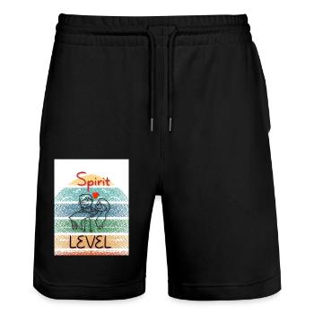 Spirituelles Niveau. Wasserwaage. - Stanley/Stella Unisex Bio Joggingshorts Trainer  - Schwarz - Vorne - Nik (191cm) & Marisol (170cm)