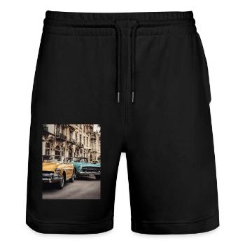 Oldtimer - Stanley/Stella Unisex Bio Joggingshorts Trainer  - Schwarz - Vorne - Nik (191cm) & Marisol (170cm)