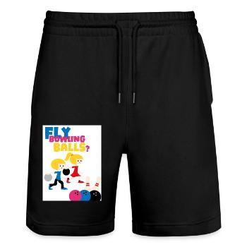 Fly yourself into balls. Play bowling. - Stanley/Stella Trainer Unisex Organic Jogging Shorts - black - Front - Nik (191cm) & Marisol (170cm)