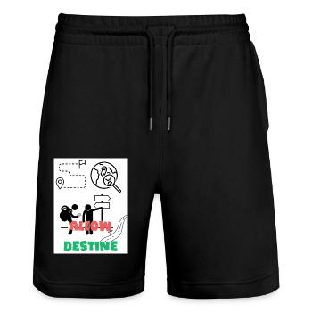 Allow destine. Allow destiny. Direction. - Stanley/Stella Trainer Unisex Organic Jogging Shorts - black - Front - Nik (191cm) & Marisol (170cm)