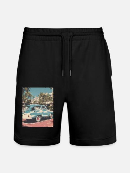 Auto im Urlaub - Stanley/Stella Unisex Bio Joggingshorts Trainer  - Schwarz