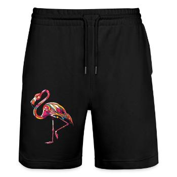 Cool Flamingo - Cadeau pour l’amoureux des animaux - Short de jogging bio TRAINER Stanley/Stella unisexe - noir - Devant - Nik (191cm) & Marisol (170cm)