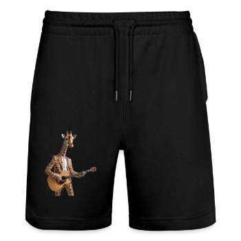 Giraffe Gitarre - Stanley/Stella Unisex Bio Joggingshorts Trainer  - Schwarz - Vorne - Nik (191cm) & Marisol (170cm)