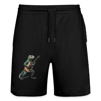 Lizard Geko Gitarre - Stanley/Stella Unisex Bio Joggingshorts Trainer  - Schwarz - Vorne - Nik (191cm) & Marisol (170cm)