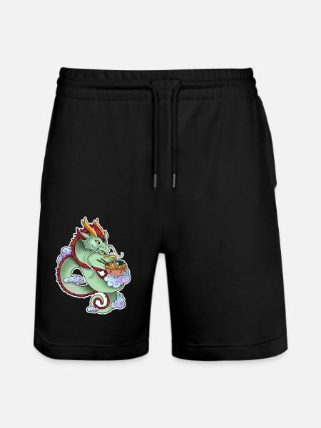 Asia Drache mit Ramen - Stanley/Stella Unisex Bio Joggingshorts Trainer  - Schwarz