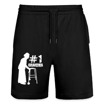 Erste 1 # Hashtag Grandma Oma Großmutter Liebe - Stanley/Stella Unisex Bio Joggingshorts Trainer  - Schwarz - Vorne - Nik (191cm) & Marisol (170cm)