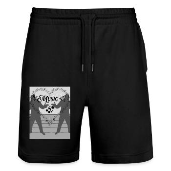 Liebe Zur Musik Herz - Stanley/Stella Unisex Bio Joggingshorts Trainer  - Schwarz - Vorne - Nik (191cm) & Marisol (170cm)