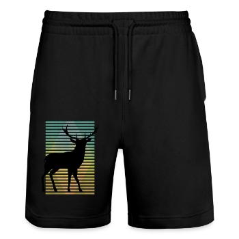 Cerf - Short de jogging bio TRAINER Stanley/Stella unisexe - noir - Devant - Nik (191cm) & Marisol (170cm)