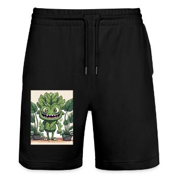 Monastera Monster T-Shirt - Stanley/Stella Unisex Bio Joggingshorts Trainer  - Schwarz - Vorne - Nik (191cm) & Marisol (170cm)