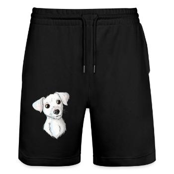 Jack Russell Pattern 2 - Stanley/Stella Unisex Bio Joggingshorts Trainer  - Schwarz - Vorne - Nik (191cm) & Marisol (170cm)