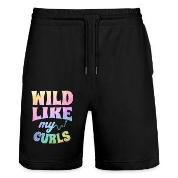 Wild Like My Curls Tie Dye Texture - Stanley/Stella Trainer Unisex Organic Jogging Shorts - black - Front - Nik (191cm) & Marisol (170cm)