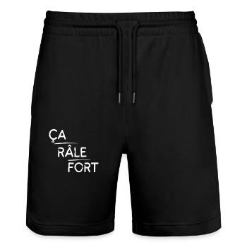 Ça râle fort motif Blanc - Short de jogging bio TRAINER Stanley/Stella unisexe - noir - Devant - Nik (191cm) & Marisol (170cm)