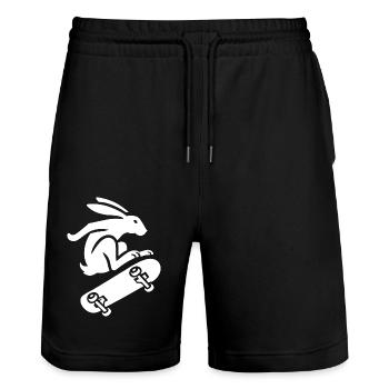 Silhouette minimaliste de lapin patineur - Short de jogging bio TRAINER Stanley/Stella unisexe - noir - Devant - Nik (191cm) & Marisol (170cm)