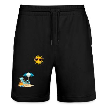 Soleil au bord de plage - Short de jogging bio TRAINER Stanley/Stella unisexe - noir - Devant - Nik (191cm) & Marisol (170cm)