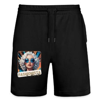 The Art of Style - Stanley/Stella Unisex Bio Joggingshorts Trainer  - Schwarz - Vorne - Nik (191cm) & Marisol (170cm)