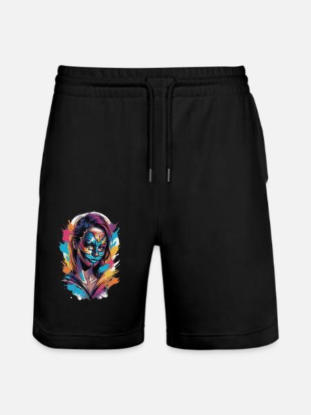 Colourfully veiled: The mask wearer - Stanley/Stella Trainer Unisex Organic Jogging Shorts - black