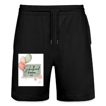 Schulkind 2024 - Stanley/Stella Unisex Bio Joggingshorts Trainer  - Schwarz - Vorne - Nik (191cm) & Marisol (170cm)
