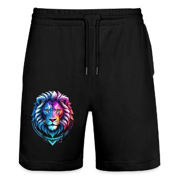 Lion rouge et bleu symbole - Short de jogging bio TRAINER Stanley/Stella unisexe - noir - Devant - Nik (191cm) & Marisol (170cm)