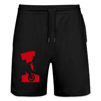 Moto 1 motard - Short de jogging bio TRAINER Stanley/Stella unisexe - noir - Devant - Nik (191cm) & Marisol (170cm)