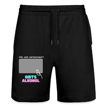 Für jede Unterschrift gibt´s Alkohol - Stanley/Stella Unisex Bio Joggingshorts Trainer  - Schwarz - Vorne - Nik (191cm) & Marisol (170cm)